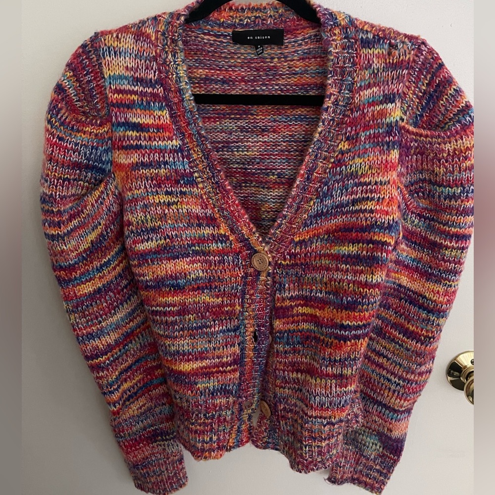 En Saison Puff Sleeve Knit Sweater